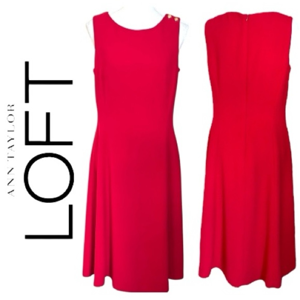 Talbots Elegant Red Fit & Flare Sleeveless Dress Polished Professional Sz 10